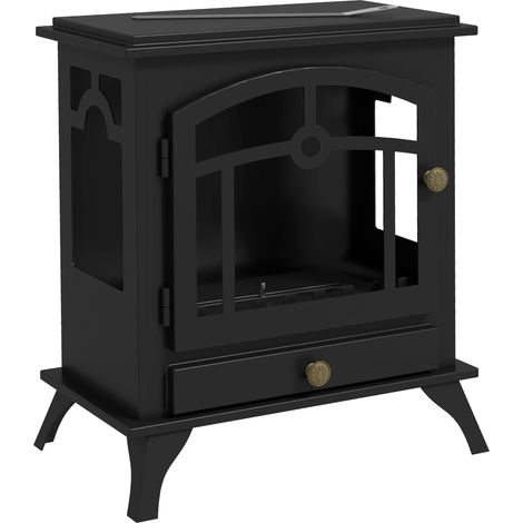 Cheminée bioéthanol sur pied, brûleur 1,2 L, autonomie environ 3 h, dimensions 45L x 28l x 54H cm, acier noir. (1/5)