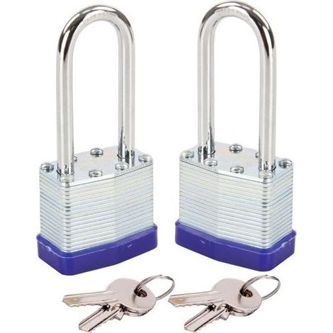 Cadenas robuste à clé identique, corps en acier laminé de 40 mm (1-9/16"), anse extra longue de 6 cm (2-3/8") (1/4)
