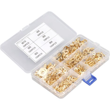 540 pièces cosses rondes en laiton doré M3 M4 M5 M6 M8 M10 connecteur filaire œillet pour câble électrique (1/5)