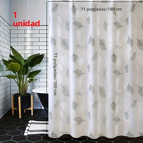 Wasserdichter PEVA-Duschvorhang 180 x 180 cm mit Blattmuster und Haken, Badezimmerdekoration für Zuhause (1/5)