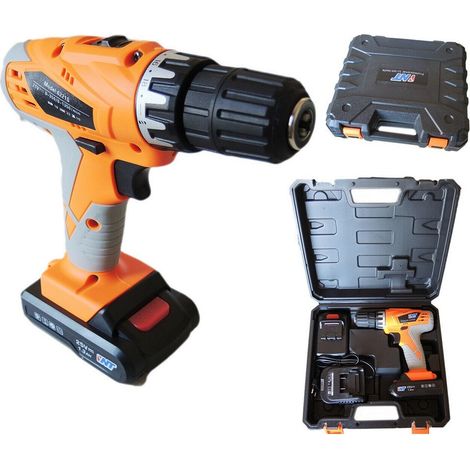 TrAdE Shop Traesio - Trapano Avvitatore Con Doppia Batteria Al Litio 25v 1.3ah Con Valigia 6221s - (1/5)