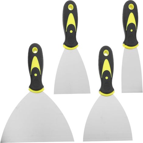 Lot de 4 Couteaux à Enduire en Acier Inoxydable avec Manche Antidérapant 1, 5 à 6 Pouces, Lame Flexible, Usage Polyvalent, pour Retirer Adhésifs et Décals (1/5)