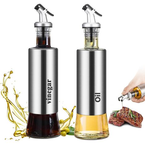Oil Bottle,300ML Vinegar Bottle Oil/Vinegar Dispenser,Olive Oil Dispenser Stainless Steel Glass Oil Bottle (1/5)