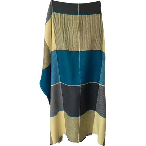 Plaid SWANS 130 x 170 cm jaune, bleu piscine et gris foncé