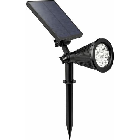 Faretto solare 7W da giardino con picchetto e pannello LED luce fredda