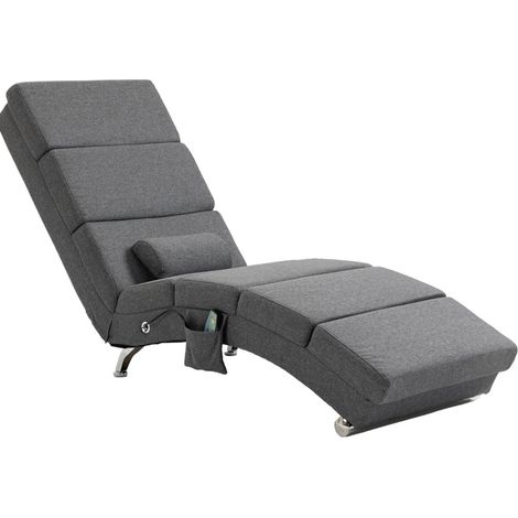 Poltrona relax massaggiante elettrica reclinabile, schienale alto, 5 modalità, grigio scuro HOMVRA (1/5)