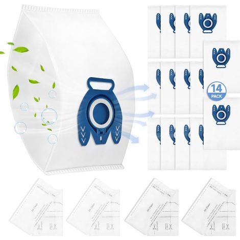 Pack of 14 GN replacement dust bags, compatible with Miele Hoover Classic C1, Complete C2 C3, S227 S240, S270, S400, S400i, S600, S2, S5, S8 vacuum cleaners (1/5)