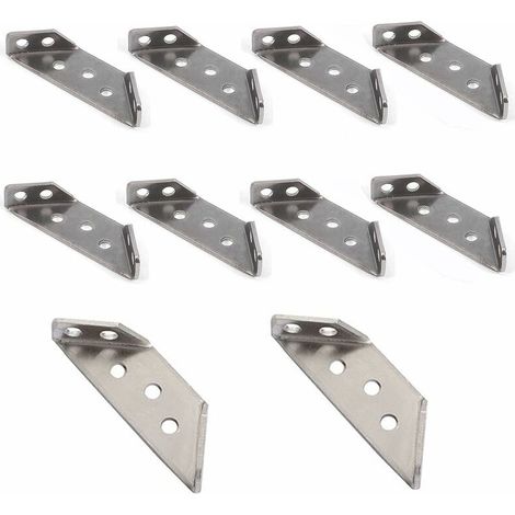 Équerres de fixation, équerres d'angle métalliques, équerres en acier inoxydable, supports d'angle triangulaires de réparation pour meubles, étagères, armoires, tables et chaises, lot de 20. (1/5)