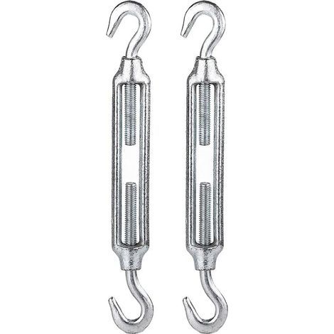 Juego de 2 tensores de cable, tensores de cable con ganchos de tornillo, tensores de acero inoxidable, para kits de fijación de toldos de alta resistencia. (1/5)