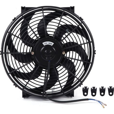 Kit de montaje universal para ventilador de refrigeración de radiador eléctrico de 14 pulgadas, ventilador delgado de 12 V y 90 W, con sistema de empuje y tracción.