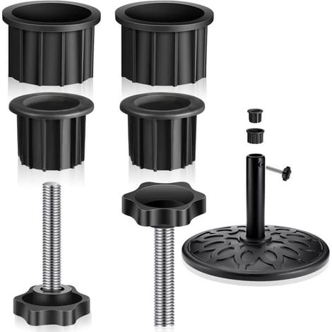 Schirmständerkappen mit M8-Gewinde – 6er-Pack schwarze Kunststoffkappen und -griffe. Kompatibel mit Sonnenschirmständern und -griffen. Geeignet für Gartenmöbel. (1/5)