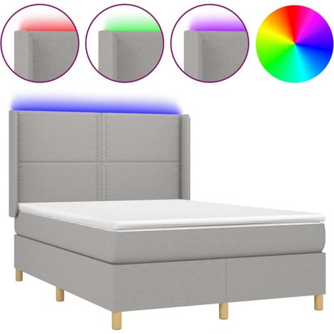 Maison Exclusive - Letto a Molle Materasso e LED Grigio Chiaro 140x190 cm Tessuto (1/5)