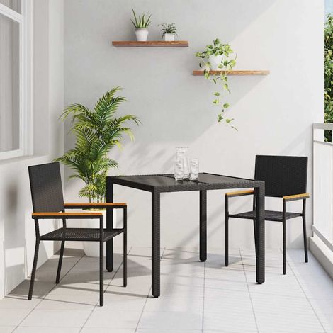 Conjunto de Comedor de Jardín 3 pcs Negro ratán sintético vidaXL (1/5)