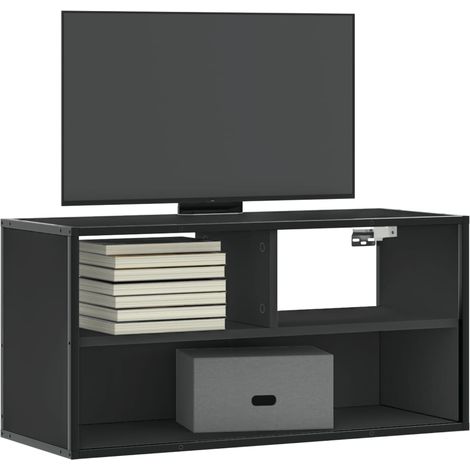 TV-Schrank Schwarz 80x31x39,5 cm Holzwerkstoff und Metall