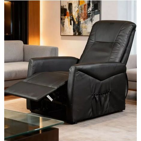 poltrona massaggiante bellahome "siena" con recliner elettrico in ecopelle nero 75x93x105 cm (1/4)