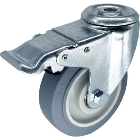 Satz mit 4 Lenkrollen und Lenkrollen mit Bremsen, aus weichem, grauem Gummi, Durchmesser 100 mm, Tragfähigkeit 130 kg, 2 Lenkrollen + 2 Lenkrollen mit Bremse - Crezuo