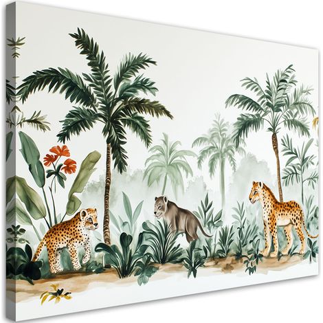 Stampa su tela per cameretta, Palme Animali africani - 60x40 (1/3)