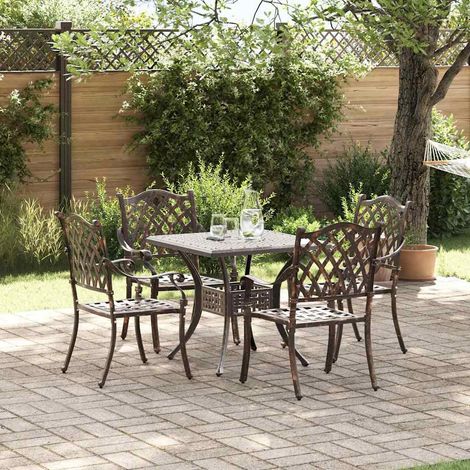 Conjunto de mesa de jardín 5 pcs Bronce Aluminio fundido