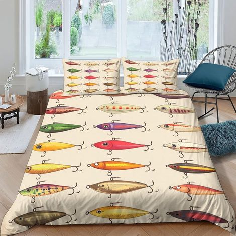 Housse de Couette Motif Leurres 3D Microfibre Chambre Ado - Double(200x200cm) (1/5)