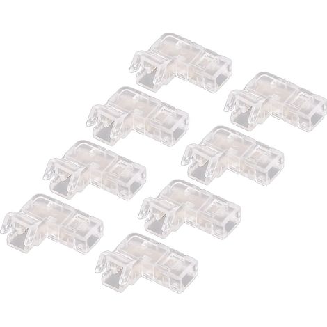 8 Pièces 2 Broches 5mm COB LED Connecteurs de Bande Lumineuse Connecteurs Transparents en Forme de L Adaptateur D'extension de Borne sans Soudure Connecteur de Bande Lumineuse à 2