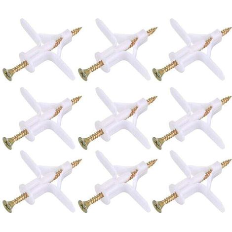 100 Pièces Fixations pour Plaques de Plâtre (50 Chevilles, 50 Vis), Chevilles Et Vis pour Plaques de Plâtre, Ancres Chevilles et Vis pour Fixations Murales Creuses Cloisons Sèches