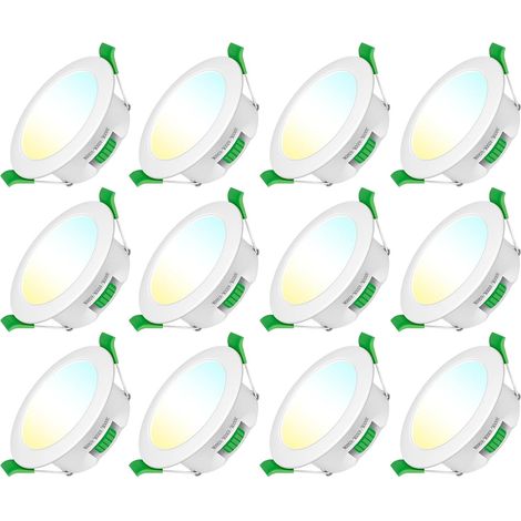 Spot Led Encastrable Salle de Bain,Spots LED 230V, 7W Trou Φ 65-75mm, IP44, Dimmable, Spot Led Encastrable Extra Plat, Blanc Chaud 3000K Blanc Neutre 4000K Blanc Froid 6500K, Lot de 12 (1/5)