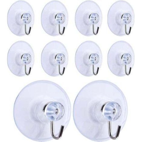 Set with 10 Saugnapfhaken, abnehmbare transparent Wandhaken, Aufhänger für Bad, Küche, Dusche, Wandhaken für Handtücher, Aufhänger, Zubehör (45 mm) (1/5)