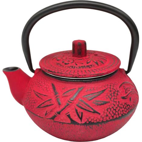 Teiera in ghisa rossa da 0,3 l con design orientale