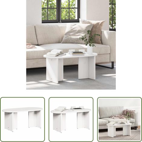 Bois de pin massif - Table basse Blanc 80 x 39,5 x 35 cm Bois de pin massif (1/5)