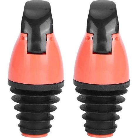 Sollbry 2er-Set Ölflaschen mit Ausgießer, Dosierverschluss für Wein-, Sojasaucen- und Essigflaschen, Küchenutensilien, Einhandbedienung (Rot-Orange) (1/5)