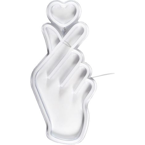 Lampe led effet néon mural coeur sur la main avec port USB (1/4)