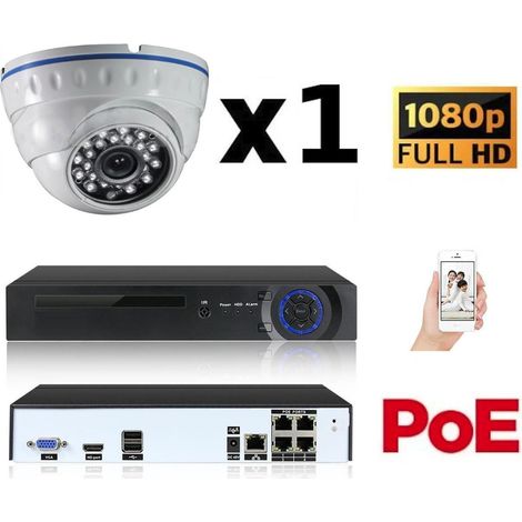 Kit vidéo-surveillance 1 caméra dome IP FullHD 1080P POE