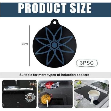 Tapis Plaque Induction,3 Pièces Protege Plaque Induction,Changement de Couleur Thermosensible,Protection Plaque Induction en Silicone,Anti-Dérapant,Anti-Tache et Anti-Rayure,24x26cm (1/5)