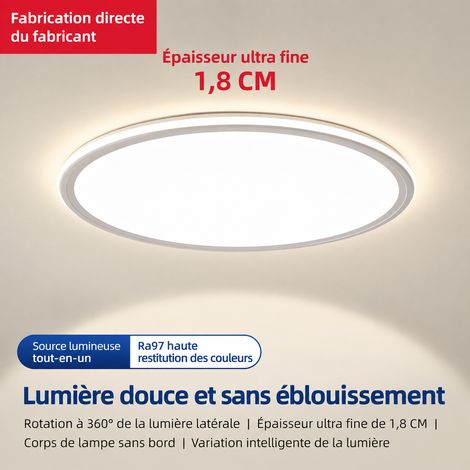 Plafonnier LED rond ultra-fin Ø 30 cm blanc spectre complet IRC ≥ 95 Mijia et télécommande 30cm réf 1225 65 × 65 × 4 cm 4 kg – Livraison gratuite (1/5)