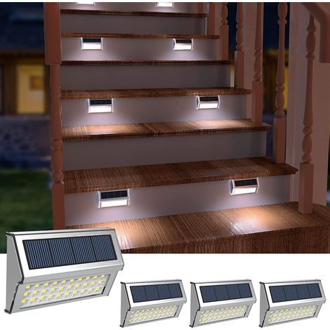 [Blanc Froid]Lampe Solaire Exterieur,Lampe solaire de jardin en inox, Imperméable Lumières décoratives s’appliquant au Clôture,Jardin,Escalier,Chemin,Patio,Porche,Cour,Porte d'entrée,Paysage-6PCS