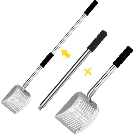 Cat Litter Scoop, Metal Cat Litter Scooper,Removable Long Handle cat Litter Scooper,Large Deep Shovel Litter Scoop with Foam Grip for Rapid Screening (1/5)