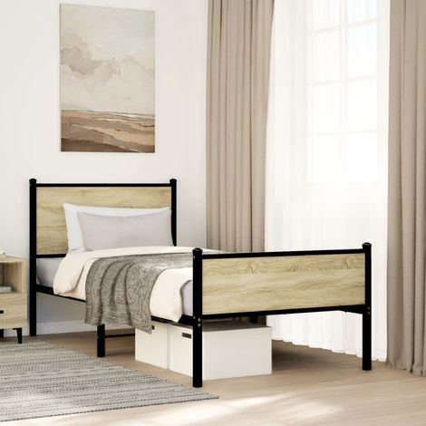 Metallbett ohne Matratze Sonoma-Eiche 80x200 cm (1/5)