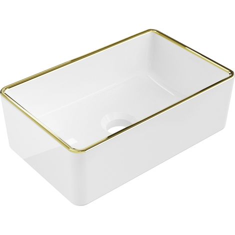 Mexen Nadia lavabo de comptoir 36 x 23 cm, blanche/bord en or - 21613605 (1/5)