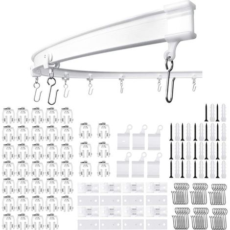 Rail de rideau de plafond flexible Rail de rideau incurvé de 5 m avec rouleaux silencieux Support pliable pour baie de douche, baie vitrée (1/4)
