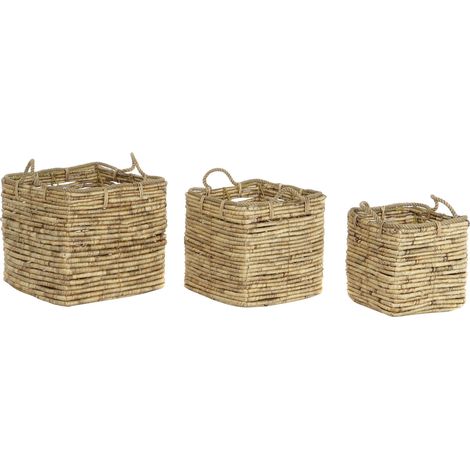 Set von 3 Metallfasern 45.5x45.5x51 Metallfaser natürliches Material mehrfarbiges Familienfamilienfamilienkörbe und Kartons Details Details Details (1/4)