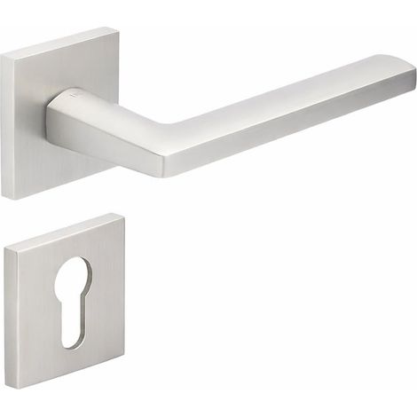 poignées de porte intérieures en zinc moulé sous pression, rosace 7 mm, poignée de porte pour portes de 35 à 50 mm, lot de rosaces pour cylindre profilé, nickel mat (1/2)