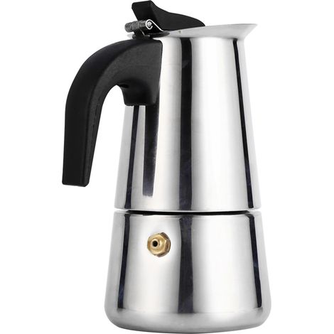 Cafetière Moka Italienne en Inox 100ml, Percolateur pour Cuisinière, Idéale Maison Bureau, Filtre Acier Inoxydable (1/3)