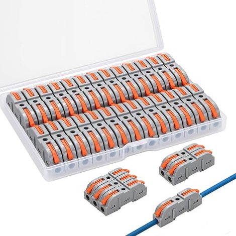 Quick Electrical Connectors with Lever, Automatic Connection Terminals, 1-Wire 2-Inputs and Can Be Freely Combined, Assortment (1/4)