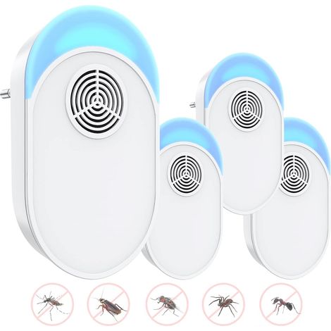 Ultrasonic Mosquito Repellent Plug, Ultrasonic Mouse Fly 4 Packs, Effective Mouse Repellent Device for Repelling Rats, Spiders, Mosquitoes, Mice, Cockroaches Bla (1/5)