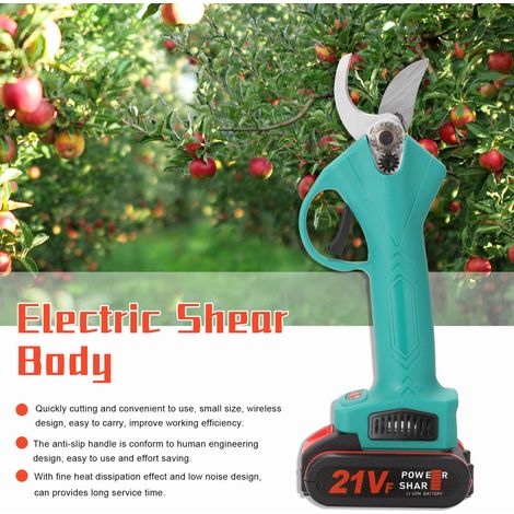 Sécateur électrique sans fil 21 V,Sécateur d'élagage efficace pour arbres fruitiers et bonsaïs,Coupe-branches,Outil d'aménagement paysager,bleu