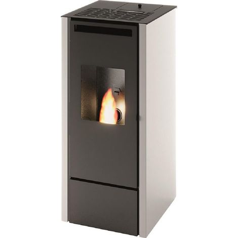 Punto Fuoco, Stufa a Pellet Vivian 11 Kw, Acciaio Verniciato, 200-300 m³, Bianco