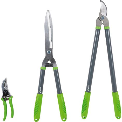 Lot 3 outils de jardinage coupants Sécateur 8 Cisaille haies, Coupe branches Lame en Acier (1/4)