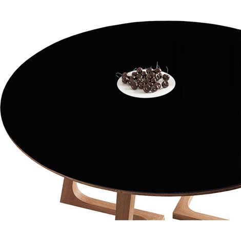 Protection de table PU ronde 90cm noir imperméable résistant aux rayures