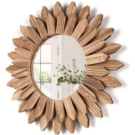 Bohême Miroirs Muraux Décoratifs pour Décorer la Maison, la Chambre et Le Salon, Cadeaux pour Décoration Murale, Miroir Mural Rond avec Cadre en Bois