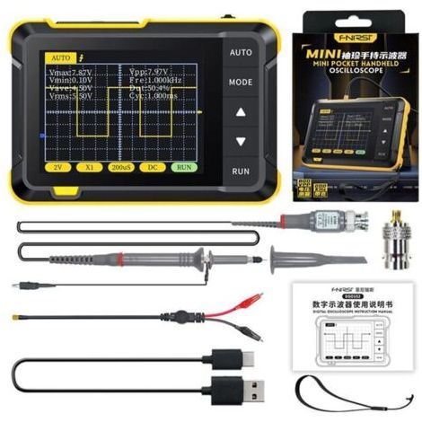 NALOOKAMIC  FNIRSI DSO152 Mini Oscilloscope numérique portable 2.5MSa/s 200KHz bande passante analogique 800 VPP avec sortie PWM （Version Standard）